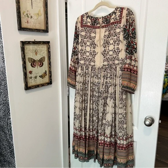 Anthropologie BHANUNI Far Fields Field flowers floral beaded dress puffy sleeves - Picture 12 of 15